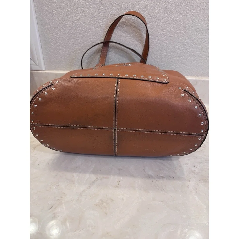 Michael Kors Astor Large Luggage Brown  Leather Studded Tote Bag - Picture 5 of 16